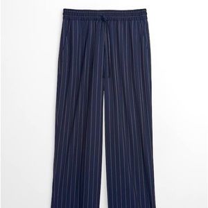 NWT- Gap Factory-wide leg Navy Pin Stripe Pants - Draw String Size Small